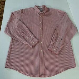 LL Bean Wrinkle Resistant LS Striped Button Down Shirt Men's Large Runs Big